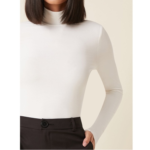 White Turtle Neck Long Sleeve Tee - Picture 4 of 15